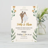 uitnodiging voor een chic bruiloft (Staand voorkant)