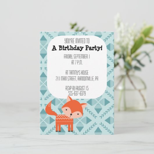 Uitnodiging voor een Cute Red Fox-feestje (Staand voorkant)