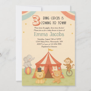 Uitnodiging voor een driedubbele babyborrel met 3