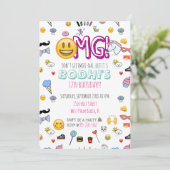 Uitnodiging voor een emoji-themafeest (Staand voorkant)