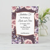 Uitnodiging voor een exclusieve bruiloft, rozen, k (Staand voorkant)