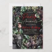 Uitnodiging voor een feestbeest-verjaardagsfeestje (Voorkant)