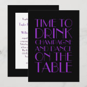 Uitnodiging voor een Flapper Wedding in Paars (Voorkant / Achterkant)