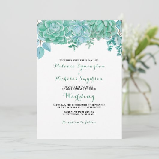 Uitnodiging voor een geslaagde en eucalyptusbruilo (Staand voorkant)