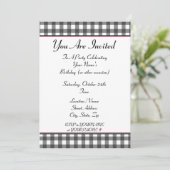 uitnodiging voor een ginghamfeest (Staand voorkant)