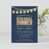 Uitnodiging voor een Gold and Navy repetitie diner (Staand voorkant)