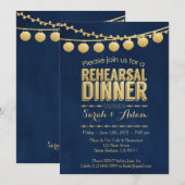 Uitnodiging voor een Gold and Navy repetitie diner (Voorkant / Achterkant)