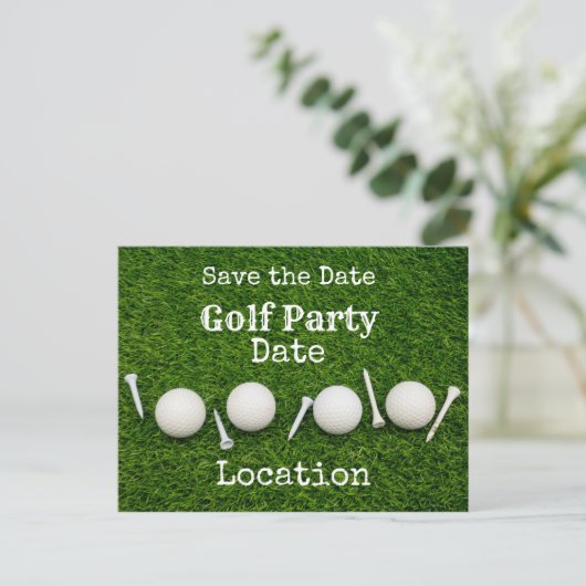 Uitnodiging voor een golffeest met golfbal en t-sh (Staand voorkant)