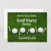 Uitnodiging voor een golffeest met golfbal en t-sh (Voorkant / Achterkant)