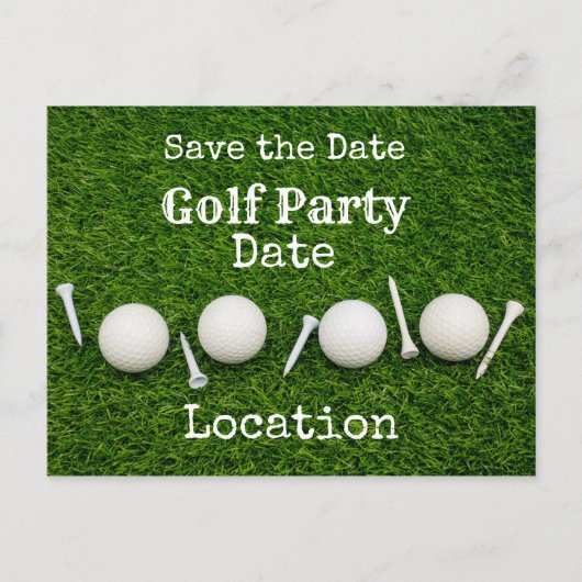 Uitnodiging voor een golffeest met golfbal en t-sh (Voorkant)