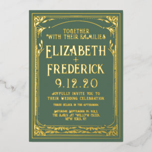 uitnodiging voor een groene oude printbruiloft
