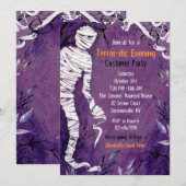 Uitnodiging voor een Halloween Mummy Party (Voorkant / Achterkant)