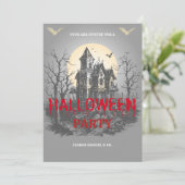 Uitnodiging voor een Halloween party | Aangepaste (Staand voorkant)