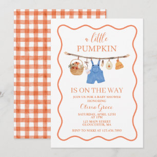 Uitnodiging voor een herfst baby shower met een kl