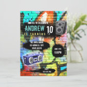 Uitnodiging voor een hiphop feestthema (Staand voorkant)