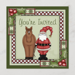 Uitnodiging voor een Horse and Santa Holiday Party
