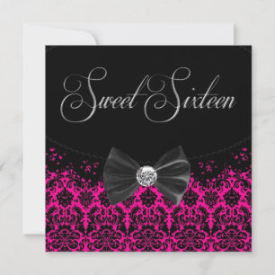 Uitnodiging voor een Hot Pink Sweet Sixteen verjaa