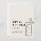 Uitnodiging voor een housewarmingfeest met cocktai (Voorkant)