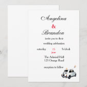 Uitnodiging voor een huwelijk in een Fiat 500 rijd (Voorkant / Achterkant)