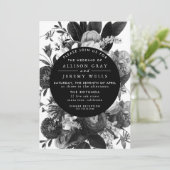 Uitnodiging voor een huwelijk met zwarte en witte  (Staand voorkant)