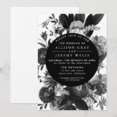 Uitnodiging voor een huwelijk met zwarte en witte  (Voorkant / Achterkant)