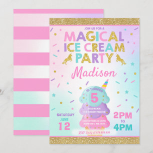 Uitnodiging voor een ijsje Eenhoorn Ice Cream Part