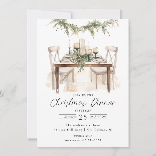Uitnodiging voor een kerstdiner (Voorkant)