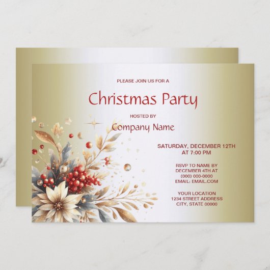 Uitnodiging voor een kerstfeest met moderne kerstb (Voorkant / Achterkant)