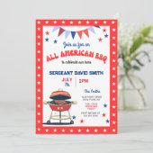 Uitnodiging voor een klassiek Amerikaanse BBQ-fees (Staand voorkant)