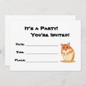 Uitnodiging voor een knuffelachtig hamsterfeestje (Voorkant / Achterkant)