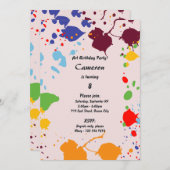 Uitnodiging voor een kunstzinnig 8-jarig verjaarda (Voorkant / Achterkant)