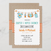 Uitnodiging voor een leuk feest met wisser en luie (Voorkant / Achterkant)