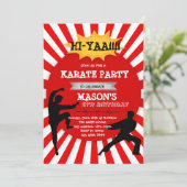 Uitnodiging voor een leuk karate-feestje voor jong (Staand voorkant)