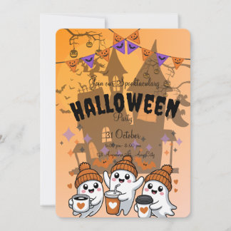 Uitnodiging voor een leuk spookfeest met een grapp