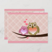 Uitnodiging voor een lief uilenkoppel vol liefdesh (Voorkant / Achterkant)