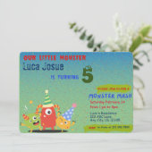 Uitnodiging voor een Little Monster verjaardagsfee (Staand voorkant)