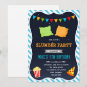 Uitnodiging voor een logeerpartij voor jongens (Voorkant / Achterkant)