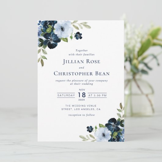 uitnodiging voor een marineschip en lichtblauwe fl (Staand voorkant)