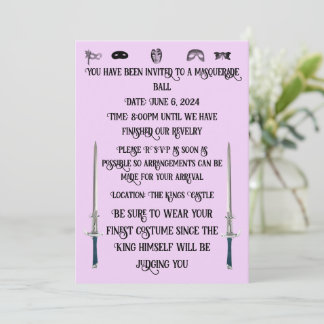 Uitnodiging voor een Masquerade Ball