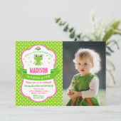 Uitnodiging voor een meisje als Cute Frog Princess (Staand voorkant)