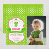 Uitnodiging voor een meisje als Cute Frog Princess (Voorkant / Achterkant)