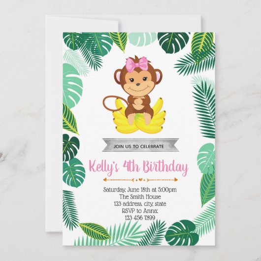 Uitnodiging voor een meisje met een aap (Voorkant)