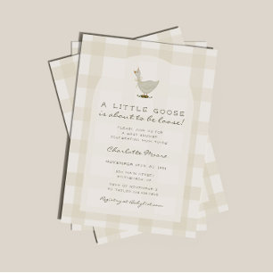 Uitnodiging voor een neutrale baby shower met een