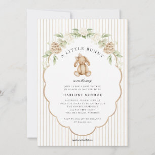 Uitnodiging voor een neutrale baby shower met een