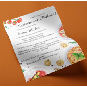 Uitnodiging voor een pensioenpotluck flyer