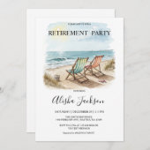 Uitnodiging voor een Retirement Party - Beach Loun (Voorkant / Achterkant)
