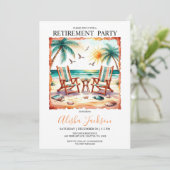 Uitnodiging voor een Retirement Party - Beach Loun (Staand voorkant)