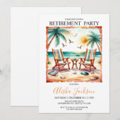 Uitnodiging voor een Retirement Party - Beach Loun (Voorkant / Achterkant)