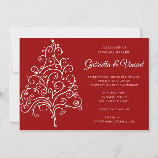 Uitnodiging voor een rood kerstboom tijdens het wi (Voorkant)