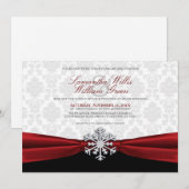Uitnodiging voor een rood-lint winterhuwelijk (Voorkant / Achterkant)